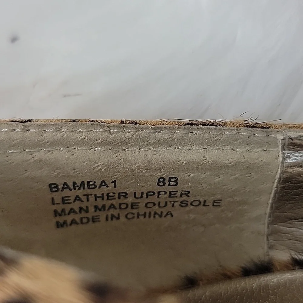 STEVEN STEVE MADDEN Bamba1 Leopard Animal Print Calf Hair Peep Toe Wedge Heels 8